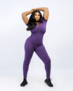 FLEX ZIP JUMPSUIT (SHORT SLEEVE) - PURPLE - Image 3