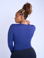Navy Blue Long sleeve top - Second Skin - Image 2